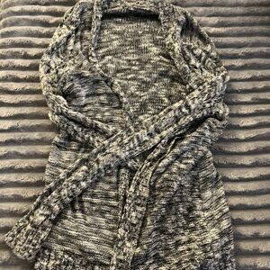 Charlotte Russe, knit cardigan, size M; black and white speckled